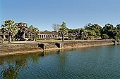 Angkor Wat temple, the water filled moat that surrounds the temple. 